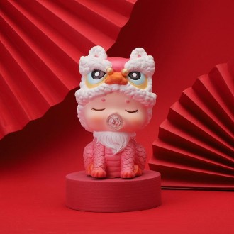 Heavenly Auspicious Beast Hidden Model Enamel Piggy Bank(Medium Red Lion)