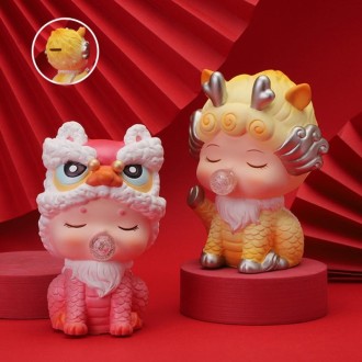 Heavenly Auspicious Beast Hidden Model Enamel Piggy Bank(Medium Red Lion)