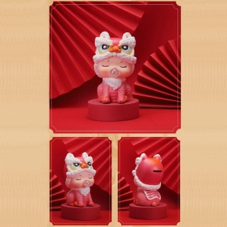 Heavenly Auspicious Beast Hidden Model Enamel Piggy Bank(Medium Red Lion)