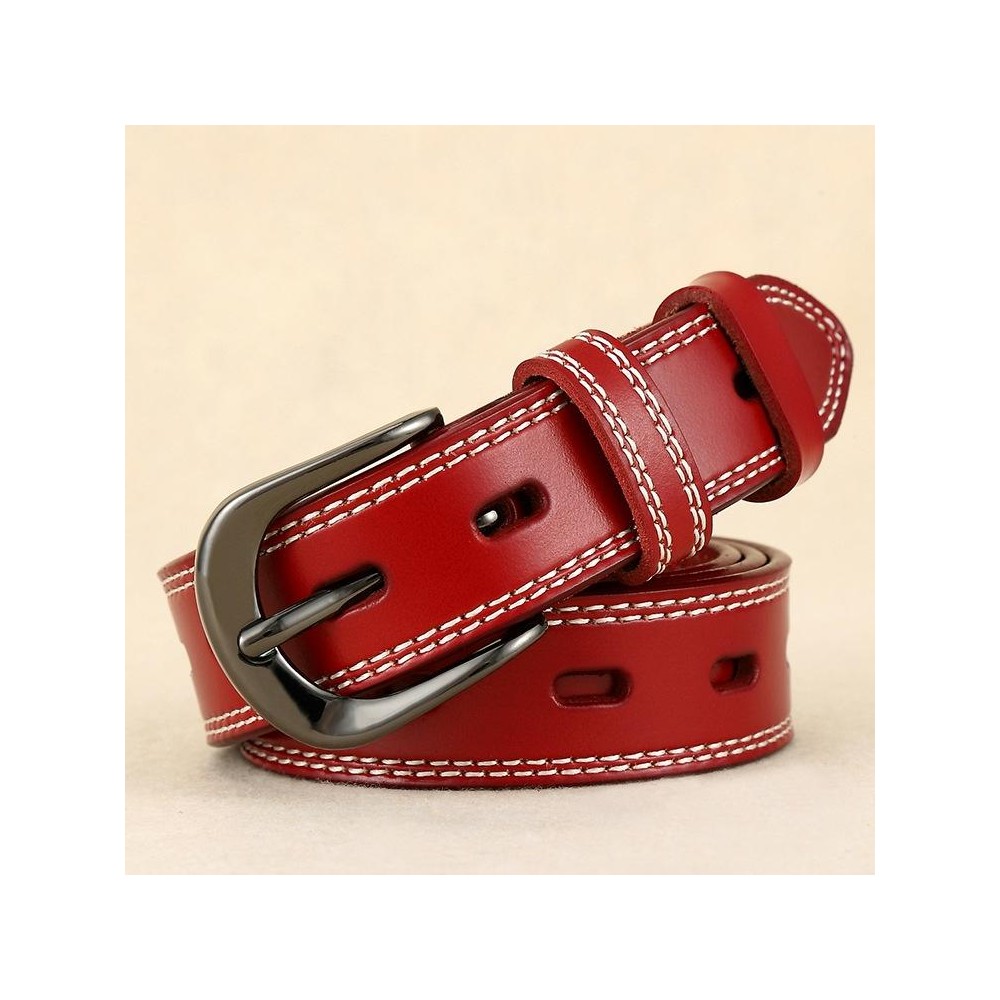 ZK--049 Double-stitched Hollow Pin Buckle Belt, Length: 115cm(Red)