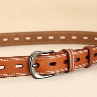 ZK--049 Double-stitched Hollow Pin Buckle Belt, Length: 115cm(Red)