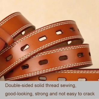 ZK--049 Double-stitched Hollow Pin Buckle Belt, Length: 115cm(Red)