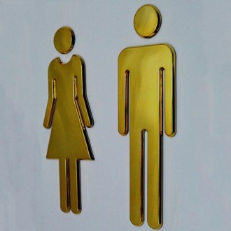 2 PCS 20cm 3D DIY Man & Woman Toilet Sticker WC Door Sign Decals Toilet Signs(Rose Gold)