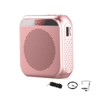 S17 Mini Portable Tour Guide Teaching Loudspeaker with Screen Display(Rose Gold)