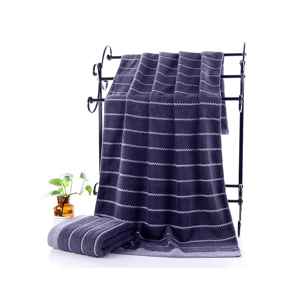 32-strand Cotton Wave Absorbent and Durable Bath Towel(Gray Blue)