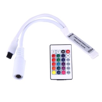 Mini RGB LED Controller with 24 Keys Remote Control, DC 5-24V(White)