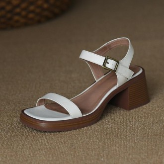 Summer Platform Mid Heel Open Toe Sandals, Size: 35(White)