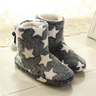 Winter Thick Bottom Home Boots Cotton Slippers For Women, Size: 38-39(Dark Blue)