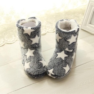 Winter Thick Bottom Home Boots Cotton Slippers For Women, Size: 38-39(Dark Blue)