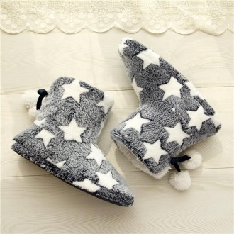 Winter Thick Bottom Home Boots Cotton Slippers For Women, Size: 38-39(Dark Blue)