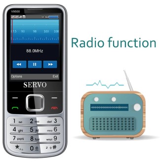 SERVO V9500 Mobile Phone, Russian Key, 2.4 inch, Spredtrum SC6531CA, 21 Keys, Support Bluetooth, FM, Magic Sound, Flashlight, GS