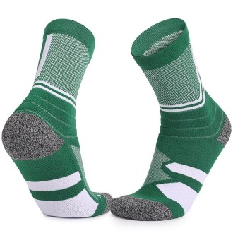 Basketball Socks Thick Towel Bottom High Tube Socks( Green)