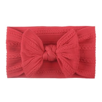 Soft Jacquard Nylon Children Headwear Baby Bow Headband(Red)