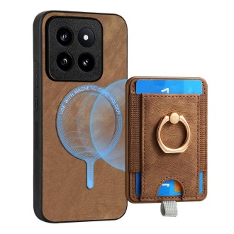 For Xiaomi  14 Pro Retro Splitable Magnetic Card Bag Leather Phone Case(Brown)