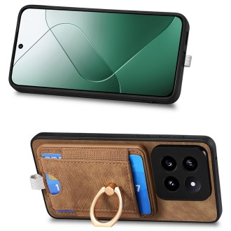 For Xiaomi  14 Pro Retro Splitable Magnetic Card Bag Leather Phone Case(Brown)