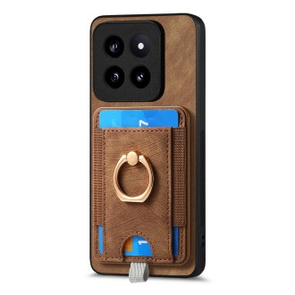 For Xiaomi  14 Pro Retro Splitable Magnetic Card Bag Leather Phone Case(Brown)