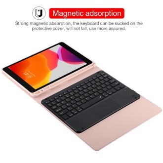 TG109BC Detachable Bluetooth Black Keyboard + Microfiber Leather Tablet Case for iPad Air 2020, with Touch Pad & Pen Slot & Hold