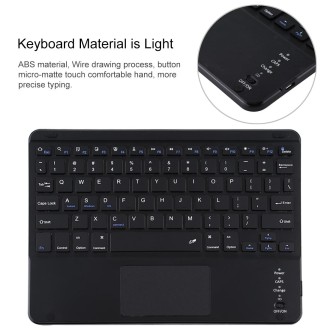 TG109BC Detachable Bluetooth Black Keyboard + Microfiber Leather Tablet Case for iPad Air 2020, with Touch Pad & Pen Slot & Hold