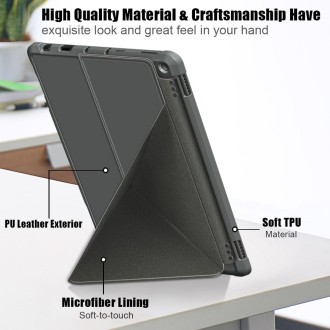 For Amazon Kindle Fire HD 10 / 10 Plus 2021 Multi-folding Horizontal Flip PU Leather Shockproof Case with Holder(Grey)