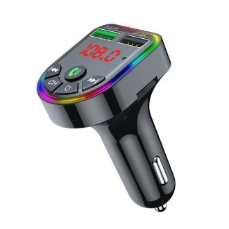 F5 Car FM Transmitter Bluetooth Hands-Free MP3 Music Player Colorful Atmosphere Light