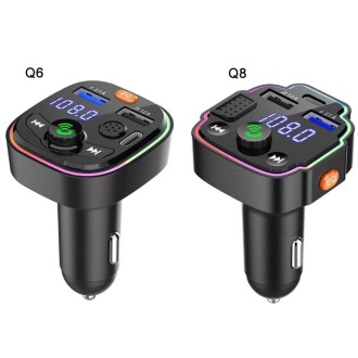 Q6 Car Bluetooth FM Transmitter Dual USB 3.1A Quick Charge Ambient Light