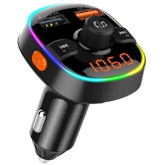 BC52 QC3.0 Fast Charging Car Colorful Atmosphere Light Bluetooth MP3 Player FM Transmitter