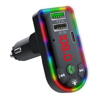 F7 Car MP3 Player 12V Colorful Breathing Light QC3.1 Wireless Dual Port Fast Charging PD