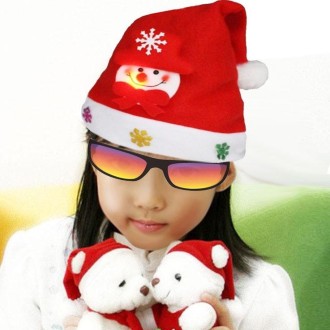 Christmas Decoration Napped Fabric Santa Hat Luminescent Children Dressing Up Christmas Hat, Random Pattern Delivery