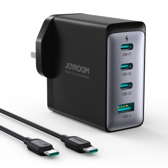 JOYROOM JR-TCG04 100W USB+3 x Type-C GaN Multi-port Charger Set, Specification:UK Plug(Black)