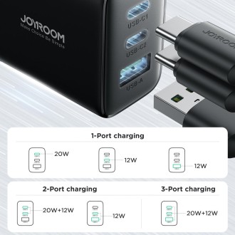 JOYRO0M JR-TCF10 32W Dual USB-C/Type-C+USB Fast Charger, Plug:UK Plug(Black)