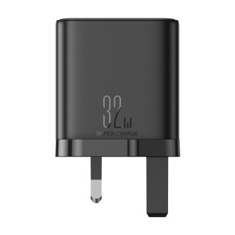 JOYRO0M JR-TCF10 32W Dual USB-C/Type-C+USB Fast Charger, Plug:UK Plug(Black)