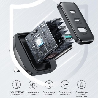 JOYRO0M JR-TCF10 32W Dual USB-C/Type-C+USB Fast Charger, Plug:UK Plug(Black)