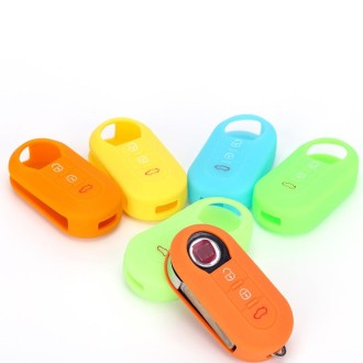 For Fiat 500 2pcs Folding 3 Button Remote Control Silicone Case(Gray)