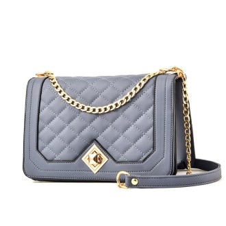 6382 One-shoulder Diagonal Rhombus Chain Bag(Light Grey)