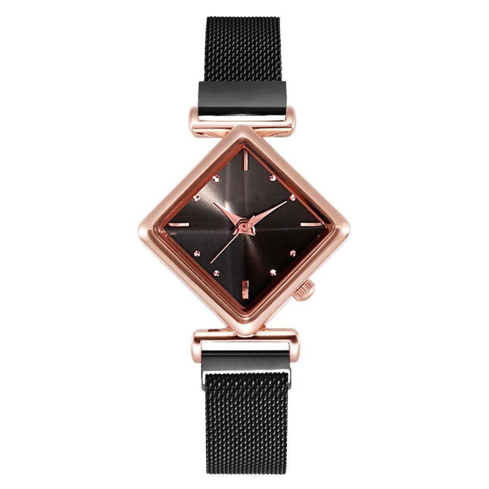 Ladies Diamond Dial Quartz Watch, Colour: Black