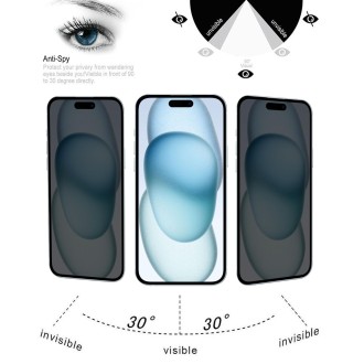 For iPhone 15 Pro / 15 Full Cover Anti-spy Silk Screen Tempered Glass Film