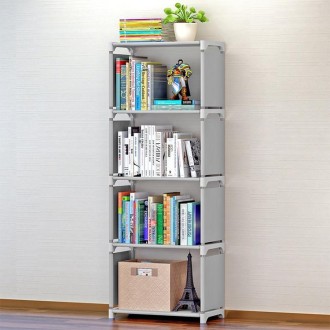 Children Bookshelf Storage Shelve Book Rack Bookcase for Home Furniture(Grey)