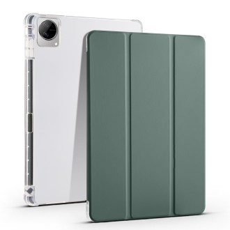 For vivo Pad 11 3-folding Transparent TPU Smart Leather Tablet Case with Pen Slot(Green)