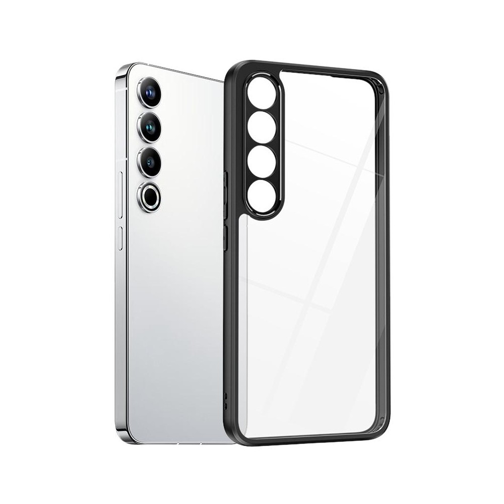 For Meizu 20 Pro Frosted TPU + Transparent PC Phone Case(Black)