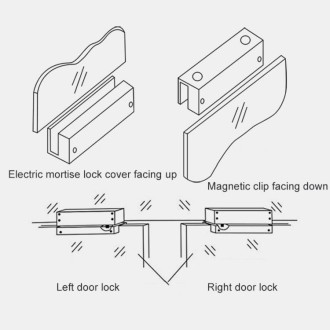 Top And Bottom Frameless Glass Door Aluminum Alloy Electric Mortise Lock(Right)