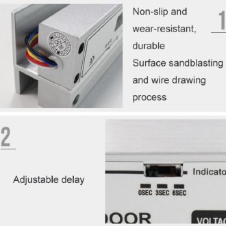 Top And Bottom Frameless Glass Door Aluminum Alloy Electric Mortise Lock(Right)