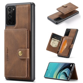 For Samsung Galaxy Note20 JEEHOOD Retro Magnetic Detachable Protective Case with Wallet & Card Slot & Holder(Brown)