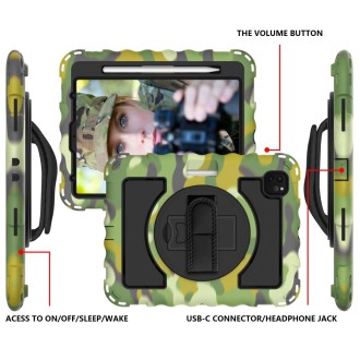 For iPad Pro 11 (2020) PC + Silicone Shockproof Combination Tablet Case with 360 Degree Rotating Holder & Handle(Camouflage)