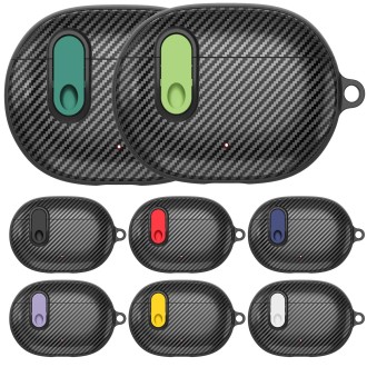 For Beats Studio Buds Switch Carbon Fiber Wireless Earphones Protective Case(Black Purple)