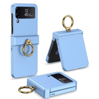 For Samsung Galaxy Z Flip4 GKK Ultrathin Hinge Full Coverage Phone Case with Ring Holder(Blue)