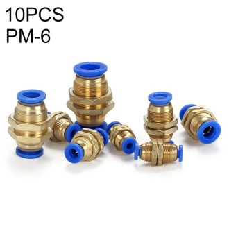 PM-6 LAIZE 10pcs PM Bulkhead Straight Pneumatic Quick Connector