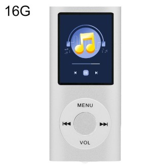 1.8 inch TFT Screen Metal MP4 Player With 16G TF Card+Earphone+Cable(Silver)