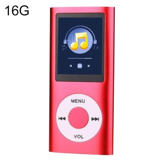 1.8 inch TFT Screen Metal MP4 Player With 16G TF Card+Earphone+Cable(Red)