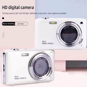 2.88 Inch IPS Screen HD Digital Camera 16X Zoom Portable CCD Camera(White)