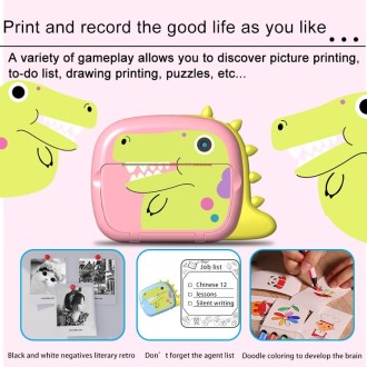 JJR/C V20 2.4 inch HD Screen Kids Instant Camera WiFi Printing Camera, Style:Dinosaur(Pink)